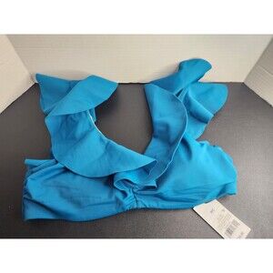 Women's Ruffle Bralette Bikini Top Shade & Shore Teal  (Blue) 36C Removal Pads